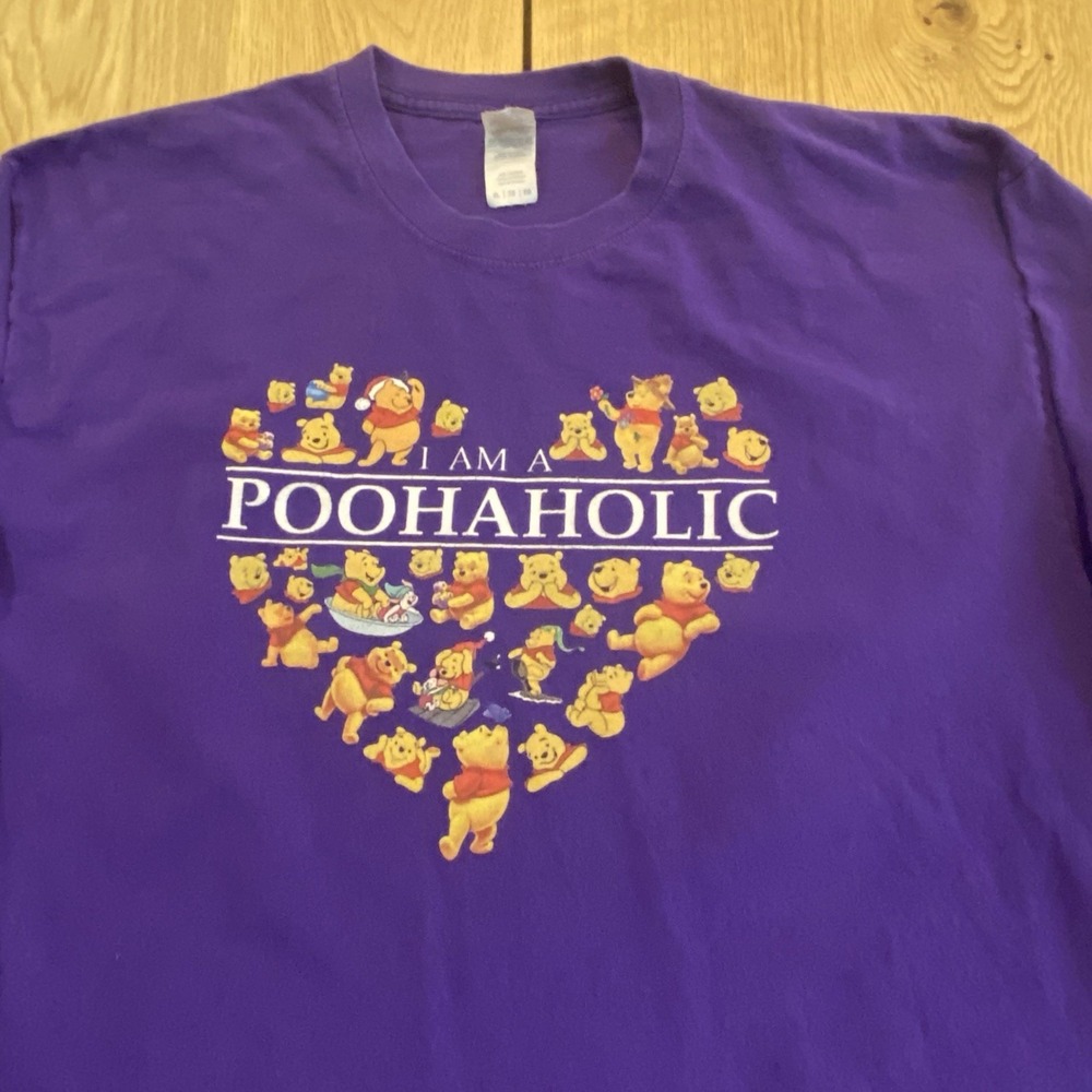 Vintage Disney Winnie the Pooh I Am Poohaholic Graphic L/S T-shirt XL Gildan Y2K